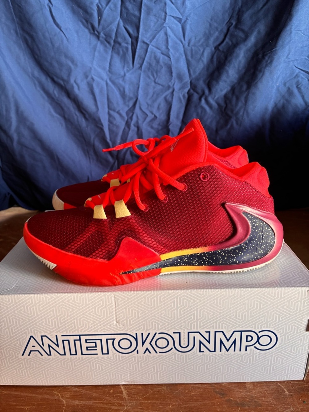 Red and Yellow Basketball Sneakers - Picture 2 of 5